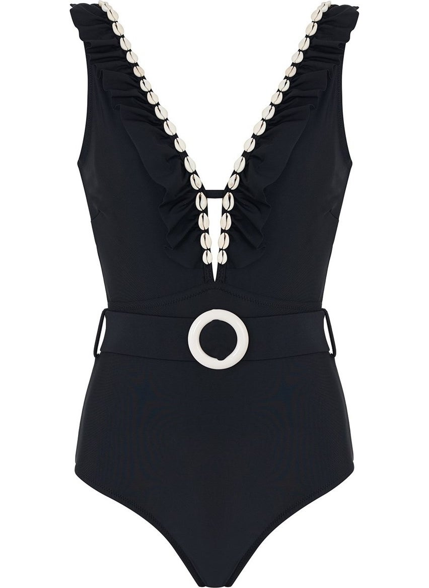 Sailor Moda - Sailors Flounce Belted Swimsuit - Image 1