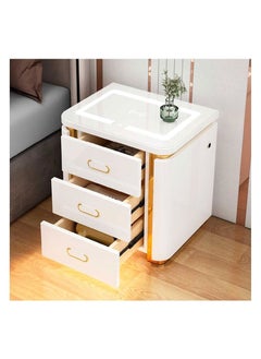 AWD Smart Bedside Table Bedroom Bedside Cabinet Nightstands Wireless Charging Station and 3-Color LED Lights, Modern End Side Table with 3 Drawer Storage Cabinet.  - Image 2