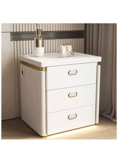 AWD Smart Bedside Table Bedroom Bedside Cabinet Nightstands Wireless Charging Station and 3-Color LED Lights, Modern End Side Table with 3 Drawer Storage Cabinet.  - Image 3
