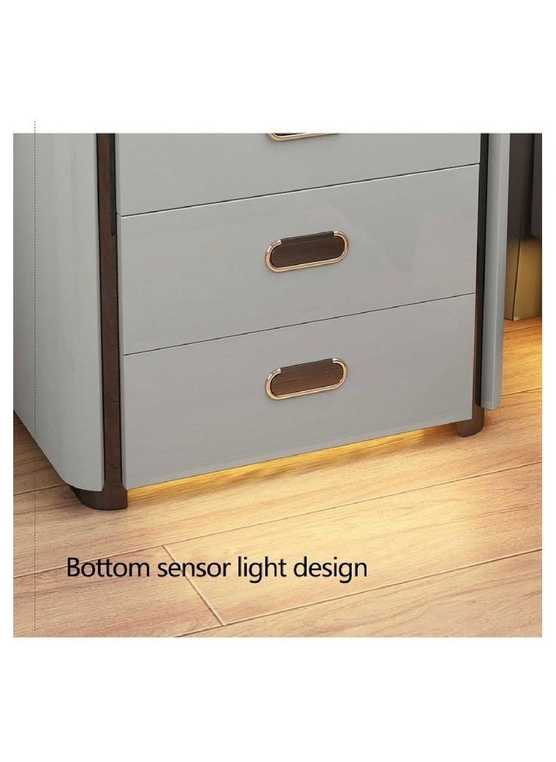 AWD - Smart Bedside Table Bedroom Bedside Cabinet Nightstands Wireless Charging Station and 3-Color LED Lights, Modern End Side Table with 3 Drawer Storage Cabinet. - Image 1