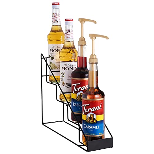 Mustry Coffee Syrup Rack for Coffee Bar Accessories, Fits with Torani and Monin Syrup, Coffee Bar Organizer Holds 4 Bottles - Image 1