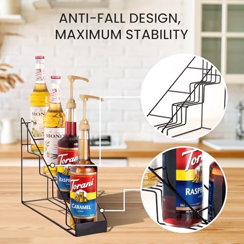 Mustry Coffee Syrup Rack for Coffee Bar Accessories, Fits with Torani and Monin Syrup, Coffee Bar Organizer Holds 4 Bottles - Image 4