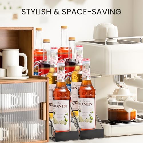 Mustry Coffee Syrup Rack for Coffee Bar Accessories, Fits with Torani and Monin Syrup, Coffee Bar Organizer Holds 4 Bottles - Image 3