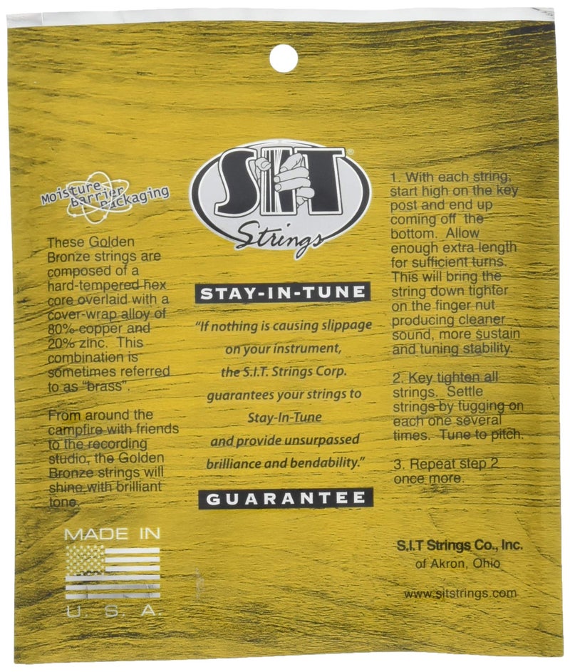 SIT Strings Golden Bronze 80/20 Acoustic Guitar Strings (S.I.T.), Extra Light 10-48, GB1048 - Image 2