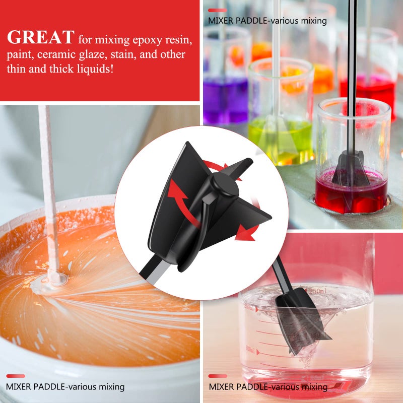 Riomh 4 Pcs Resin Mixer Paddles for Resin Drill, Epoxy Mixer Attachment for Drill, Paint Mixer/Paint Stirrer for Mixing Resin, Epoxy, Silicone Molds - Image 4