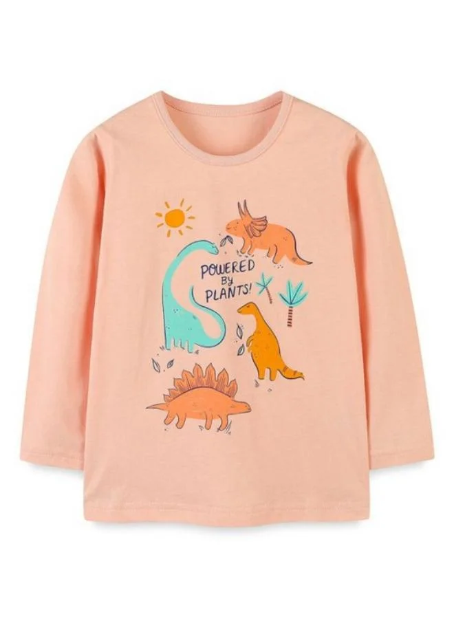 YUNIQEE Orange Printed Long Sleeve Crew Neck T-Shirt