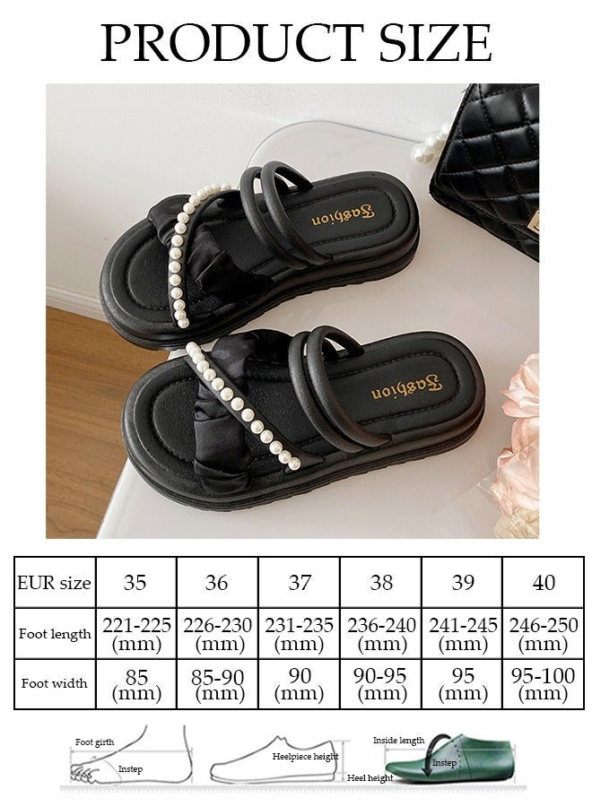 DUNISO Women's Slippers with Thick Sole Non-Slip Soles Fashion Beach Flat Slipper Open Toe Summer Comfortable Shoe for Travel Work School Beach Outdoor - Image 2