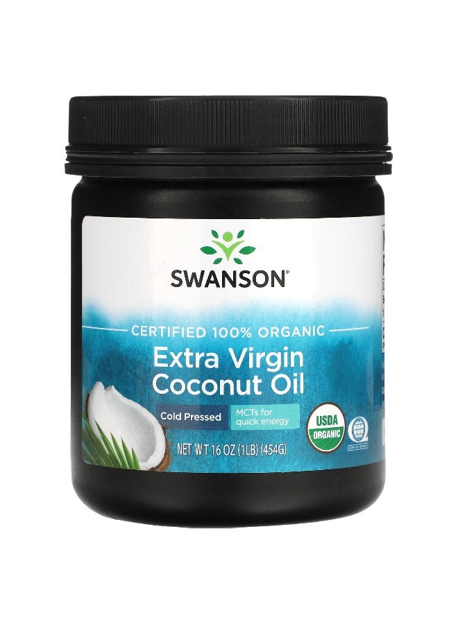 Swanson, Extra Virgin Coconut Oil, Cold Pressed, 1 lbs (454 g) - Image 1