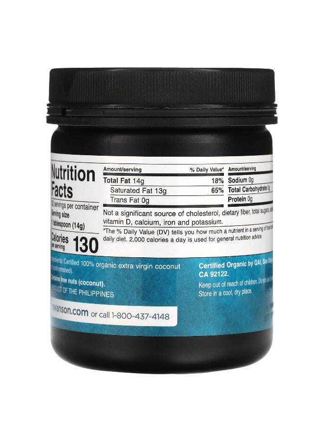 Swanson, Extra Virgin Coconut Oil, Cold Pressed, 1 lbs (454 g) - Image 2