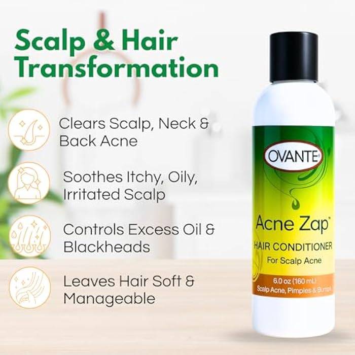 Ovante AZap Hair Conditioner for Greasy Oily Itchy Scalp, CLEAR Your Scalp, Neck & Back from Bacne, Blackheads & Blemishes - 6.0 oz - Image 3