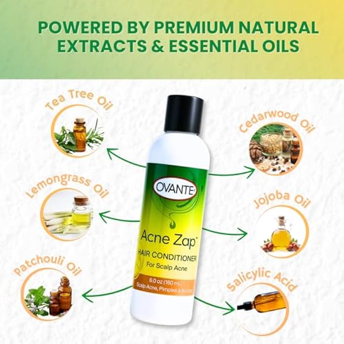 Ovante AZap Hair Conditioner for Greasy Oily Itchy Scalp, CLEAR Your Scalp, Neck & Back from Bacne, Blackheads & Blemishes - 6.0 oz - Image 4