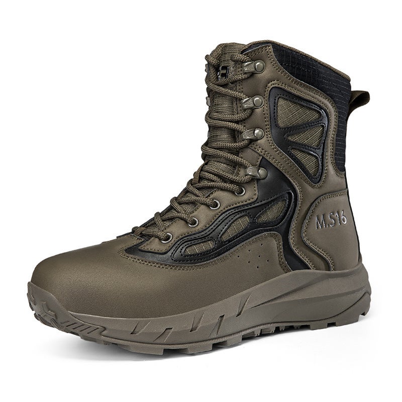 New Combat Boots With Side Zipper, Summer Ultra-Light Wear-Resistant Outdoor Hiking And Mountaineering Shoes, High-Top Tactical Desert Boots - Image 1