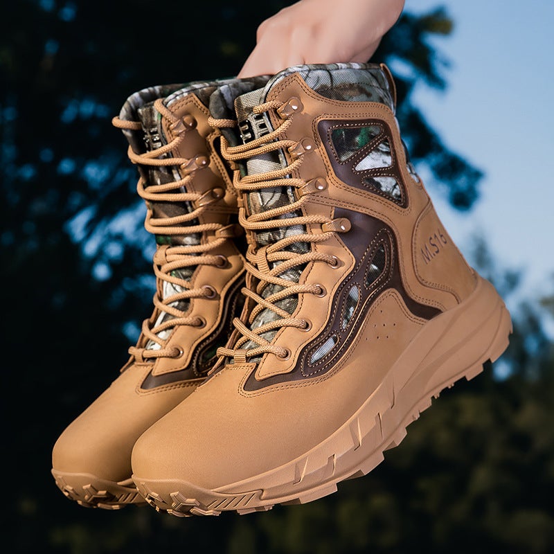 New Combat Boots With Side Zipper, Summer Ultra-Light Wear-Resistant Outdoor Hiking And Mountaineering Shoes, High-Top Tactical Desert Boots - Image 4