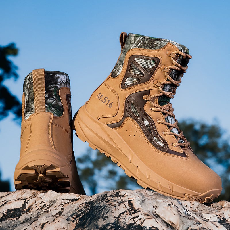New Combat Boots With Side Zipper, Summer Ultra-Light Wear-Resistant Outdoor Hiking And Mountaineering Shoes, High-Top Tactical Desert Boots - Image 5