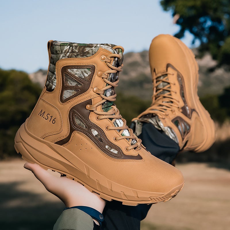 New Combat Boots With Side Zipper, Summer Ultra-Light Wear-Resistant Outdoor Hiking And Mountaineering Shoes, High-Top Tactical Desert Boots - Image 3