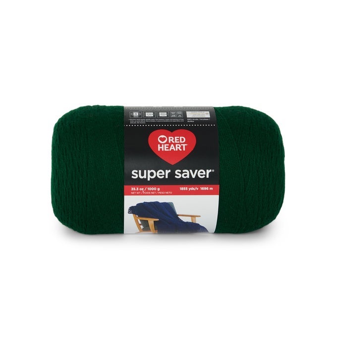 SUPER SAVER 1000GM HUNTER GREEN YARN 1 PACK OF 352OZ998G 100 ACRYLIC 4 WORSTED MEDIUM 1860 YARDS FOR KNITTING CROCHETING CRAFTS AMIGURUMI
