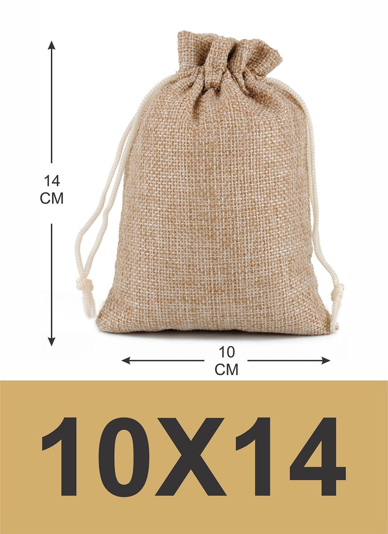 Beingelegant أكياس جوت لينين أنيقة 10X14 سم - عبوة من 10 - الأفضل لعيد الديوالي، عيد الميلاد وهدايا حفلات|الأفضل لحفلات استقبال المواليد، شاجون، عيد الميلاد، هدايا الذكرى السنوية|أكياس هدايا العودة (جوت طبيعي) - Image 2