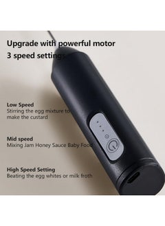 ماركة غير محددة خلاط رغوة الحليب الكهربائي المحمول باليد، خلاط رغوة القهوة مع USB قابل لإعادة الشحن بثلاث سرعات، خلاط مشروبات محمول صغير لصنع رغوة القهوة واللاتيه والكابتشينو والماتشا والبيض (أسود)  - Image 2