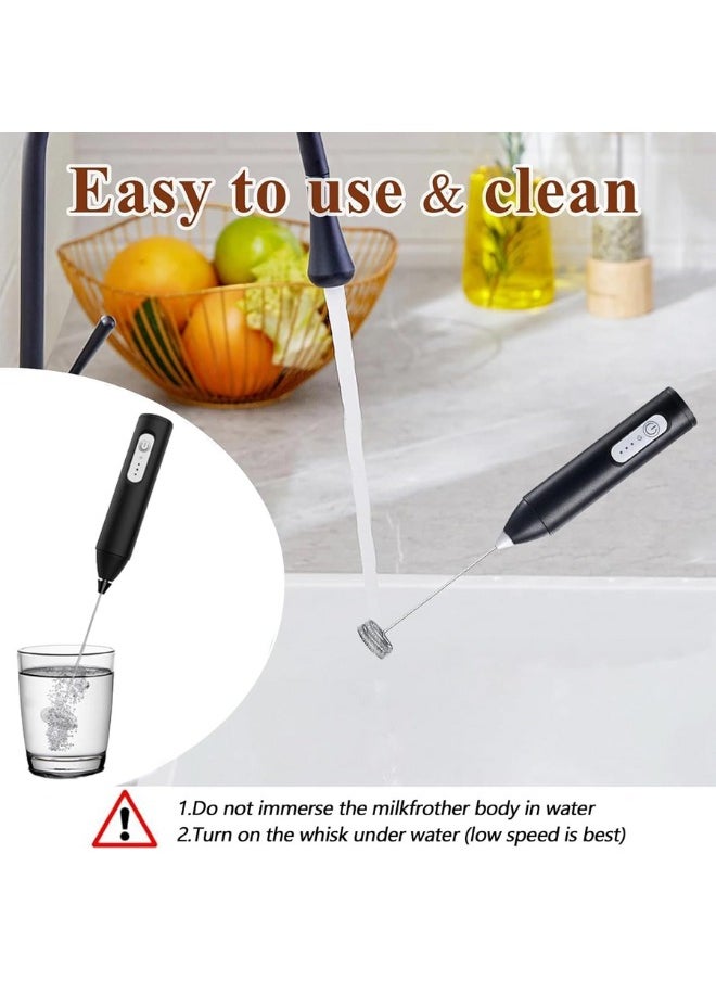 Generic Electric Milk Frother Handheld, Coffee Whisk Foam Mixer with USB Rechargeable 3 Speeds, Portable Whisk Drink Mini Foam Maker for Coffee, Lattes, Cappuccino, Matcha, Egg (Black)  - Image 4