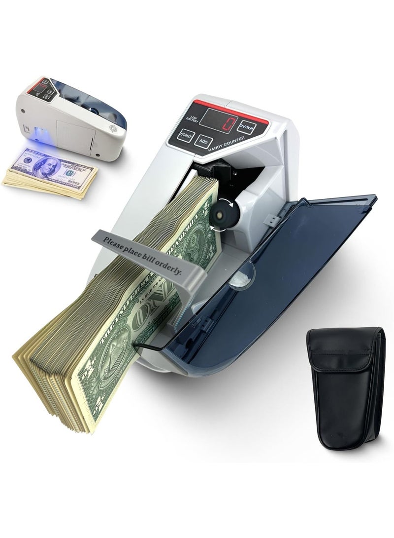 CRONY V30 Portable Money Detector & Counter – 600 Notes/Min Speed, 200pcs Hopper & Stacker, UV Detection Technology, Built-In LED Display, Automatic Money Detection, Compact & Lightweight (400g), Rechargeable Battery, AC 100-240V/DC 12V Power – Perfect For Cash Handling At Home, Office, Retail, Banks, And Small Businesses - Image 1