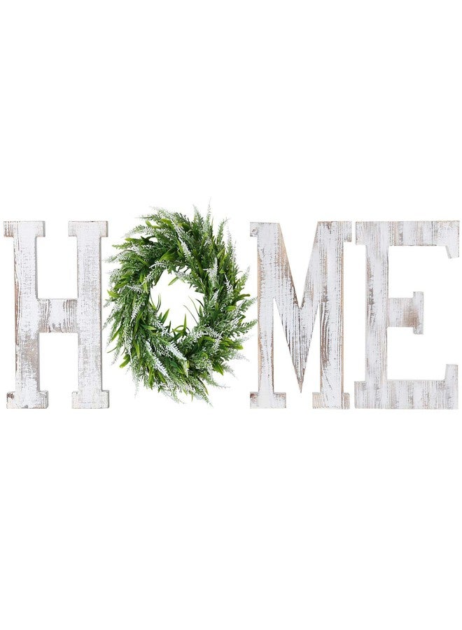 LOSOUR Farmhouse Decor Wood Letters - Wreath with Decorative Home Sign for Living Room, Entry Way, Kitchen (White) - Image 1