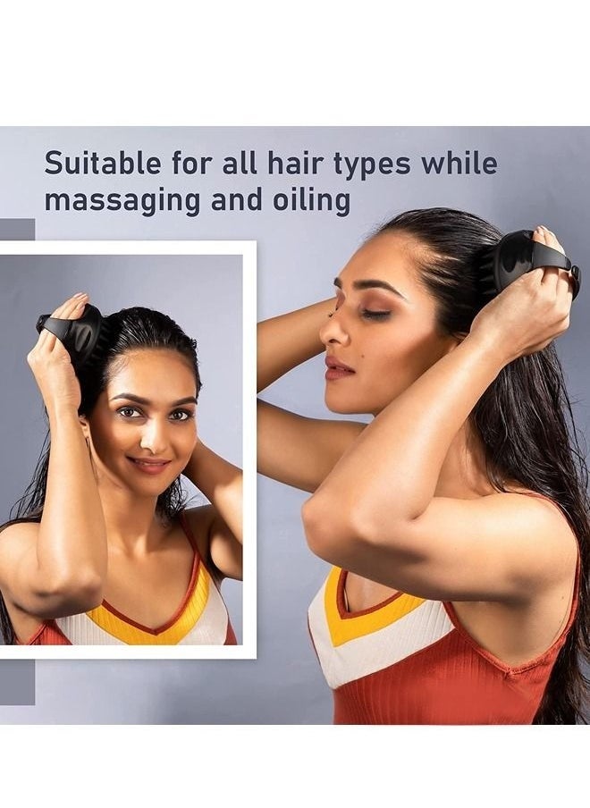 Hair Scalp Massager Shampoo Brush With Soft Silicone Bristles (Black)