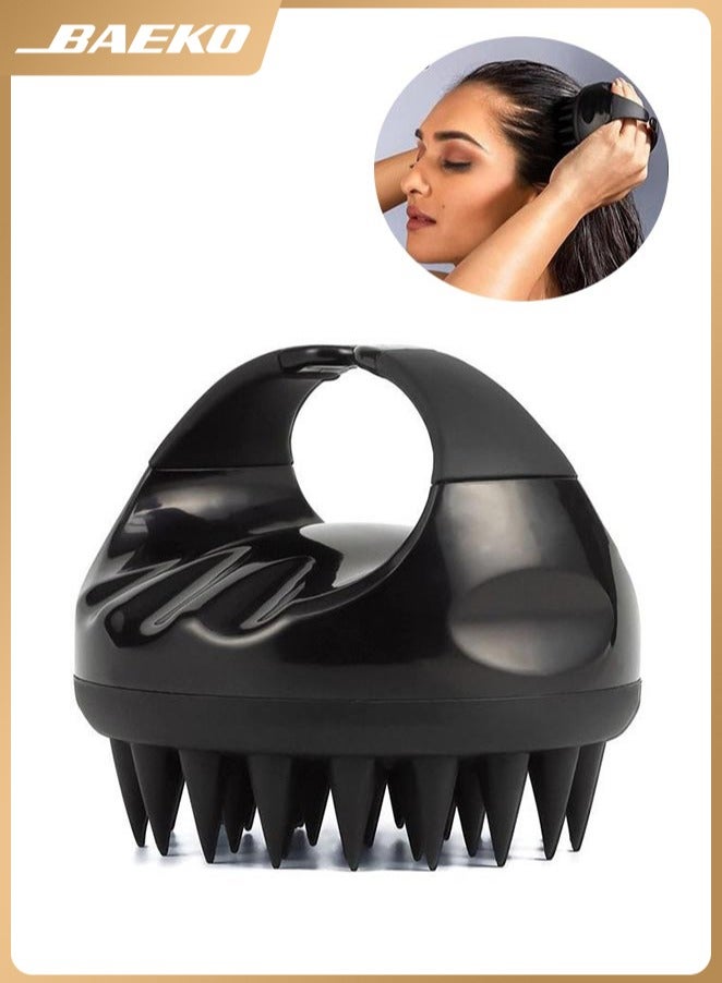 بيكو فرشاة شامبو لتدليك فروة الرأس بشعيرات سيليكون ناعمة باللون الأسود 9X 4 X 8 سم - Image 1