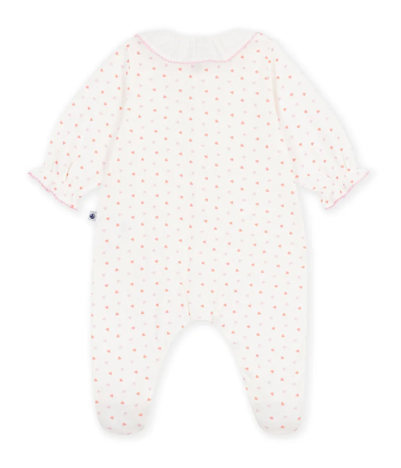 Petit Bateau Babies' Heart Print Tube Knit Pyjama Suit