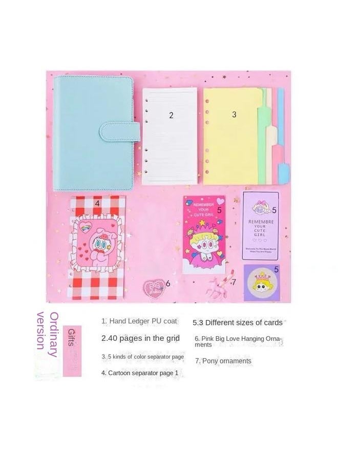 Bluejw - Hand Account Book Net Red Account Book Suit Cute Girl Diary Tool Material Full Set Of Simple Wind Loose-leaf - Image 1