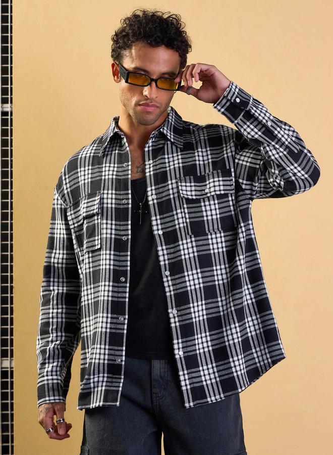 Mascln Sassafras Checked Flap Pocket Oversize Shirt - Image 1