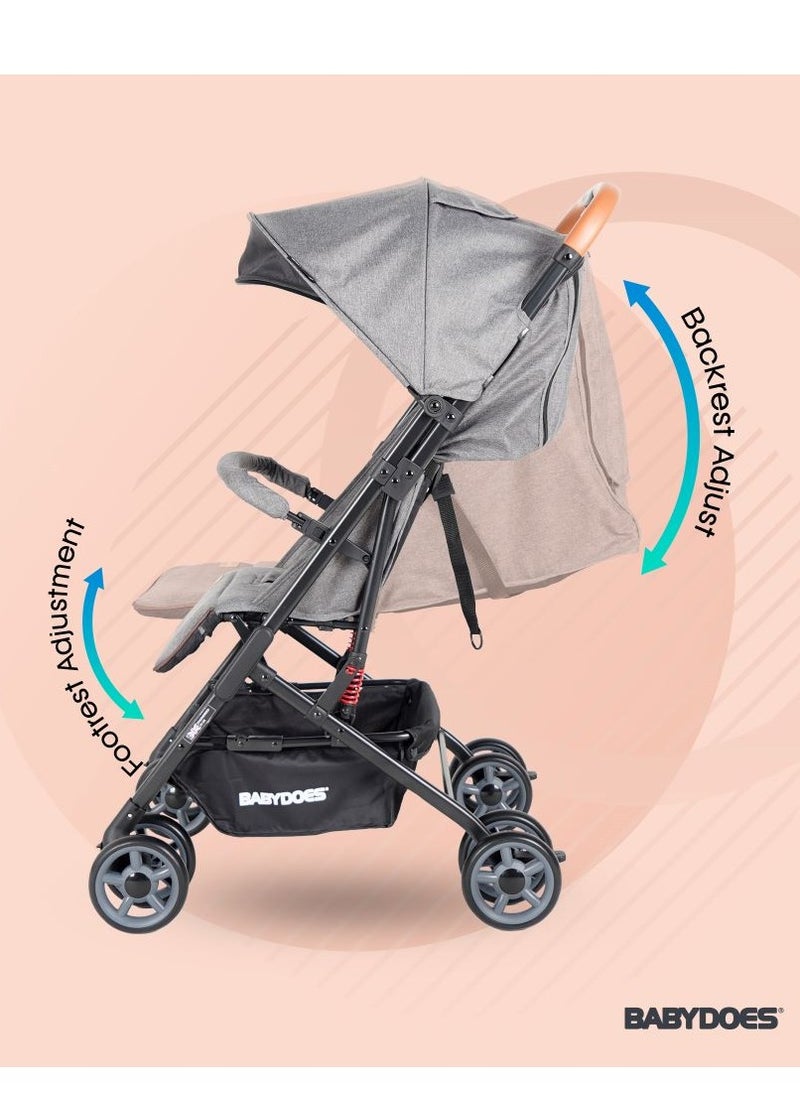 BABYDOES Olla Cx - Baby Stroller, 5-Point Harness, One-Hand Fold, Shock Absorbing Wheels, Air Travel Cabin, 0-4 Years (Up To 20 Kg) - Grey  - Image 3