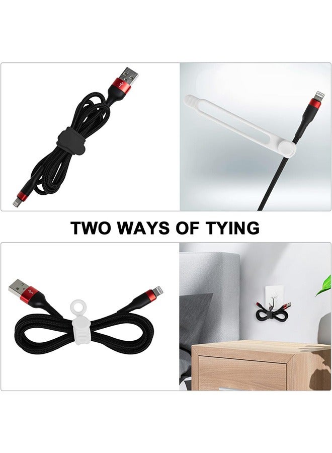 16 قطعة من أسلاك السيليكون، أسلاك المنظمة لإدارة الكابلات، 4.2"قابلة لإعادة الاستخدام أشرطة الكابلات، أسلاك المنظمة، الإكسسوارات الإلكترونية في المنزل، المكتب، المطبخ، المدرسة، السفر (أسود *8 & أبيض * - Image 4