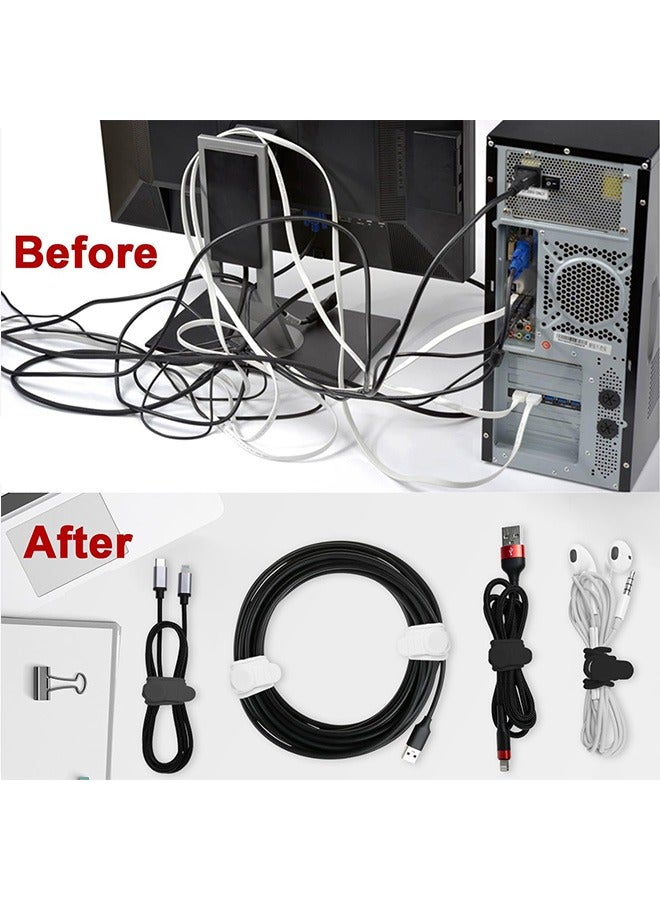 16 قطعة من أسلاك السيليكون، أسلاك المنظمة لإدارة الكابلات، 4.2"قابلة لإعادة الاستخدام أشرطة الكابلات، أسلاك المنظمة، الإكسسوارات الإلكترونية في المنزل، المكتب، المطبخ، المدرسة، السفر (أسود *8 & أبيض * - Image 5