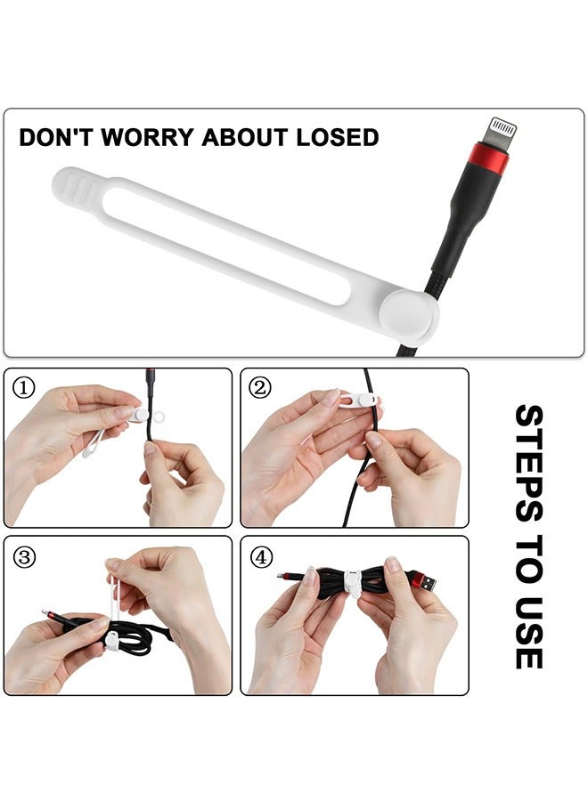 16 قطعة من أسلاك السيليكون، أسلاك المنظمة لإدارة الكابلات، 4.2"قابلة لإعادة الاستخدام أشرطة الكابلات، أسلاك المنظمة، الإكسسوارات الإلكترونية في المنزل، المكتب، المطبخ، المدرسة، السفر (أسود *8 & أبيض * - Image 3