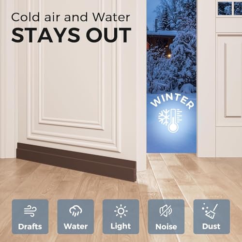 VOOY Door Bottom Seal Strip Guard - 1 Meter Strong Adhesive Under Door Draft Stopper - Triple Layer Soundproof Gap Filler for Insects, Dust, Cockroaches & AC Cooling (Brown) - Image 3