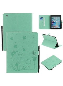 Case Cover For iPad 4 / 3 / 2 Cat Bee Embossing Pattern Horizontal Flip Leather Case with Holder & Card Slots & Wallet & Pen Slot & Wake-up / Sleep Function Green