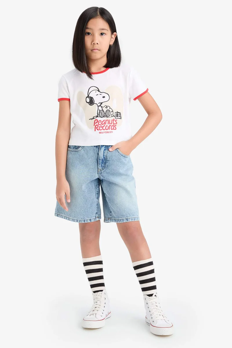 ديفاكتو Girl Snoopy Crew Neck Camisole Crop T-Shirt