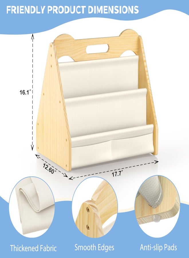 NANATI Solid Pine Wood Kids Bookshelf, Double-Sided Nursery Book Shelves, Portable Toddler Bookshelf, Montessori Bookcase, Book Shelf for Kids Rooms, Childrens Book Storage Display for Bedroom Classroom - Image 2