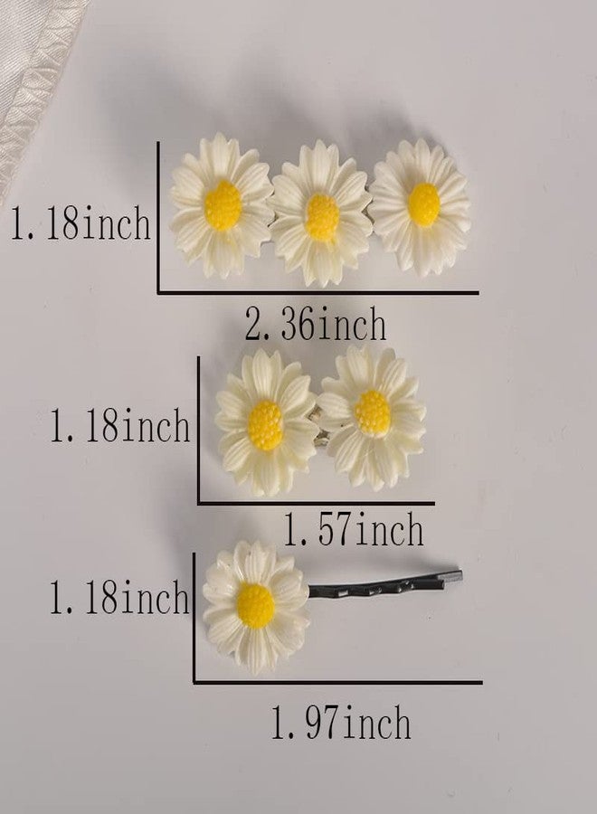 Guqqeuc Daisy Floral Hair Clips and Barrettes - 6pcs Duckbill Clips for Women & Girls, Flower Hair Accessories for Long & Short Hair - Image 5