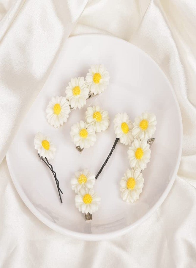 Guqqeuc Daisy Floral Hair Clips and Barrettes - 6pcs Duckbill Clips for Women & Girls, Flower Hair Accessories for Long & Short Hair - Image 3