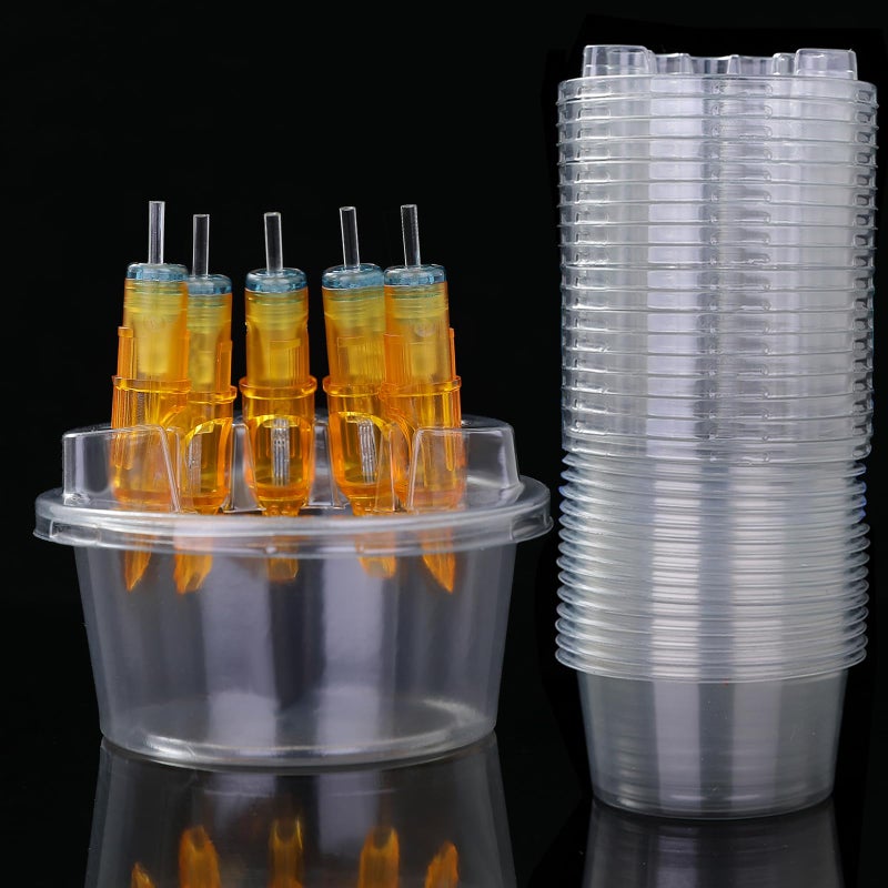 HOINCO 20PCS Disposable Tattoo Cartridge Cup Holder,Tattoo One Piece Needle Placement Rack Disposable Plastic Cup Working Cup Cleaning Cup - Image 1