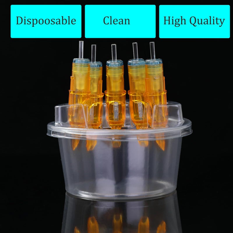 HOINCO 20PCS Disposable Tattoo Cartridge Cup Holder,Tattoo One Piece Needle Placement Rack Disposable Plastic Cup Working Cup Cleaning Cup - Image 3