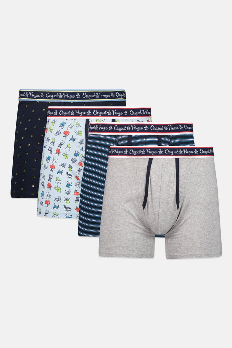 Original Penguin Men 4 Pcs Brand Logo Boxer Briefs, Multicolor - Image 1