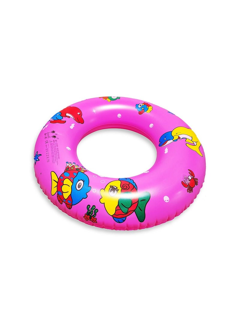 Swimming Ring Dark Pink Fish & Sea Characters Inflatable Waist Float, Small Size "60cm" Float Boat Fun Water Toys For Boys & Girls  - Image 2
