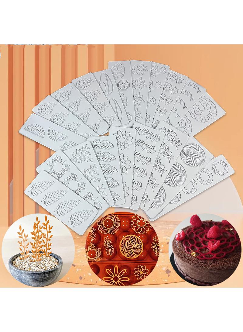 general 20 Pcs DIY Leaf Ring Baking Decoration Molecular Cooking Printing Mold Fruit Crispy Chip Silicone Flip Sugar Lace Mat - Image 1