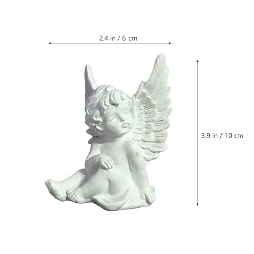 Saugat Traders Angel Showpiece for Home Decor - White Polyresin with Marble Finish Statue Decoration - Good Luck Gifts - Image 2