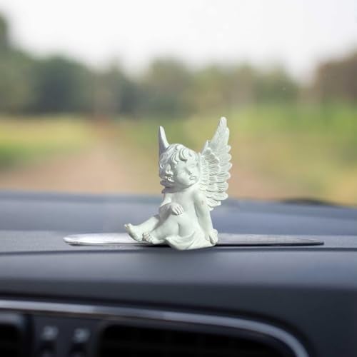 Saugat Traders Angel Showpiece for Home Decor - White Polyresin with Marble Finish Statue Decoration - Good Luck Gifts - Image 3