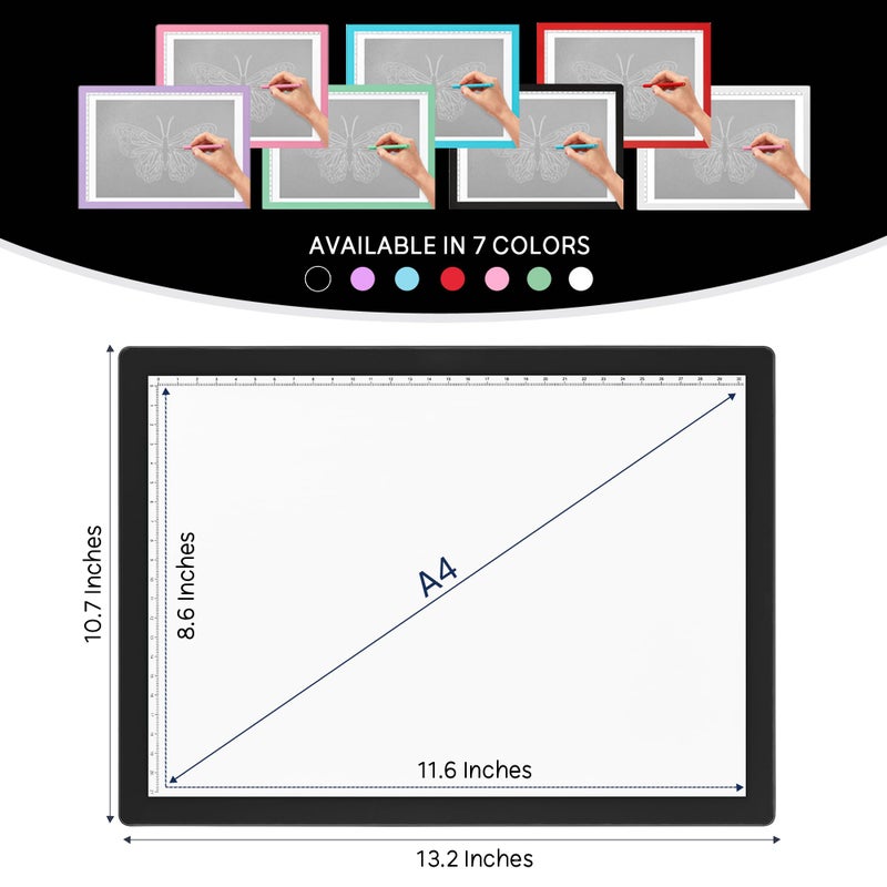 iVyne Corded Light Pad for Weeding Vinyl - A4 Light Box for Drawing - Light Board for Tracing - Light Box for Diamond Painting, Weeding Vinyl, Sketching, Tracing (Black) - Image 2