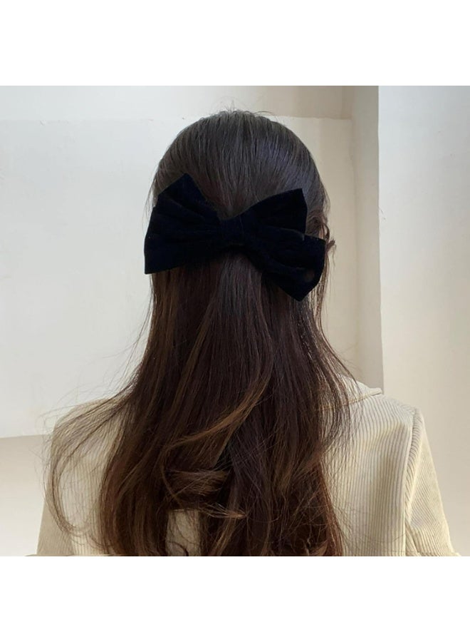 Kandid Satin Velvet Ribbon Bowknot Hairclips - Large Decorative Hair Accessories for Women and Girls (Black ) - Image 5