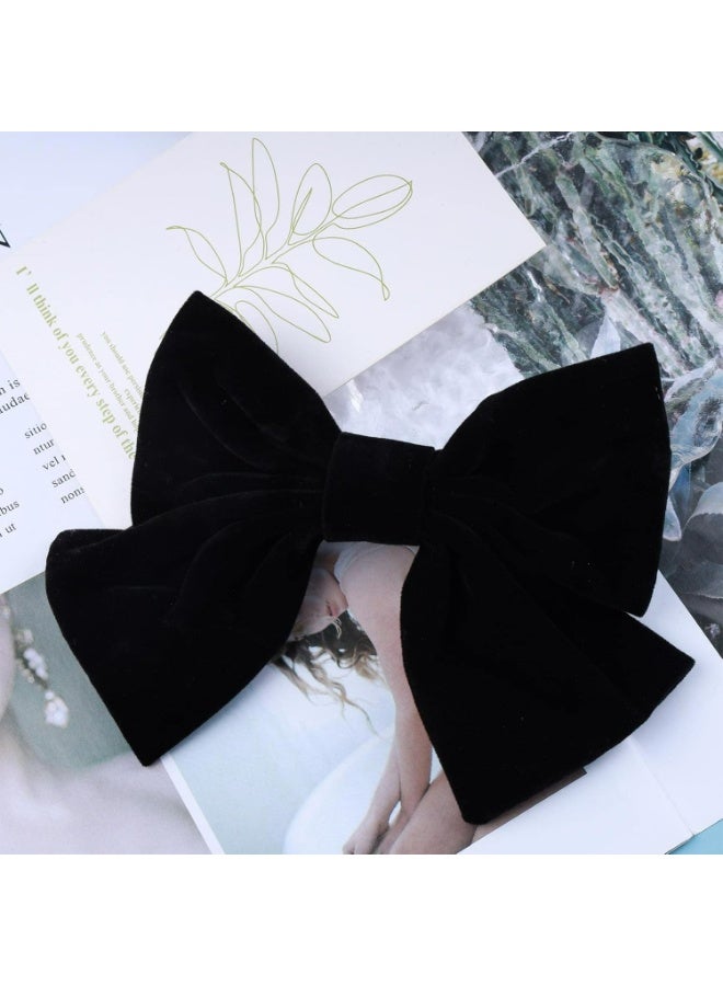 Kandid Satin Velvet Ribbon Bowknot Hairclips - Large Decorative Hair Accessories for Women and Girls (Black ) - Image 4